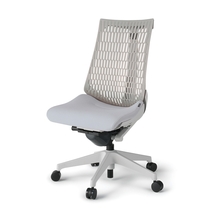 アクトチェア エラストマーバック 肘なし ハンガー ベースカラー：GN 樹脂脚 抵抗付ウレタン双輪キャスター ［座：T7/ホワイトグレーT×背：T6/ライトグレーT］ KG440SCHMGNT7T6