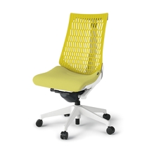 アクトチェア エラストマーバック 肘なし ハンガー ベースカラー：W9 樹脂脚 抵抗付ウレタン双輪キャスター ［座：U8/シトラスグリーン×背：U5/ストロングイエロー］ KG440SCHMW9U8U5