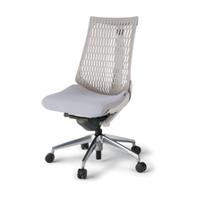 アクトチェア エラストマーバック 肘なし ハンガー ベースカラー：ZN アルミミラー脚 抵抗付ウレタン双輪キャスター ［座：T7/ホワイトグレーT×背：T6/ライトグレーT］ KG440SCHMZNT7T6