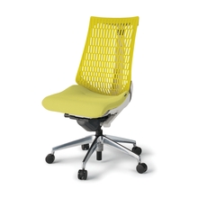 アクトチェア エラストマーバック 肘なし ハンガー ベースカラー：ZN アルミミラー脚 抵抗付ウレタン双輪キャスター ［座：U8/シトラスグリーン×背：U5/ストロングイエロー］ KG440SCHMZNU8U5