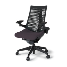 アクトチェア エラストマーバック 可動肘 ベースカラー：T1 樹脂脚 ナイロン双輪キャスター ［座：H2/チョコレートブラウン×背：T1/ブラックT］ KG447PS-T1H2T1