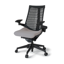 アクトチェア エラストマーバック 可動肘 ベースカラー：T1 樹脂脚 ナイロン双輪キャスター ［座：W6/ライトグレーW×背：T1/ブラックT］ KG447PS-T1W6T1