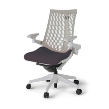 アクトチェア エラストマーバック 可動肘 ハンガー ベースカラー：GN 樹脂脚 抵抗付ウレタン双輪キャスター ［座：H2/チョコレートブラウン×背：T6/ライトグレーT］ KG447PSHMGNH2T6