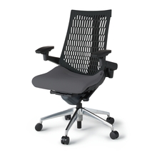 アクトチェア エラストマーバック 可動肘 ベースカラー：ZT アルミミラー脚 抵抗付ウレタン双輪キャスター ［座×背：T3T1］ KG447SC-MZTT3T1