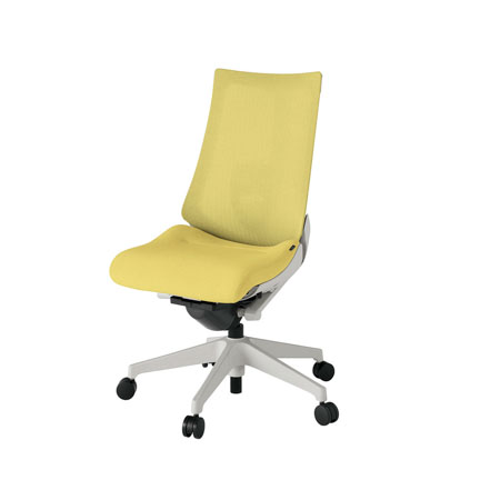 アクト2 KJ-450JE-GNU6 メッシュバック テクスチャード ランバーサポート ナイロンキャスター[ ベースカラー: GN 張地カラー: U6 / カナリアイエロー  ]