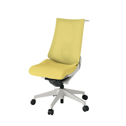 アクト2 KJ-450JEH-GNU6 メッシュバック テクスチャード ランバーサポート ハンガーナイロンキャスター[ ベースカラー: GN 張地カラー: U6 / カナリアイエロー  ]