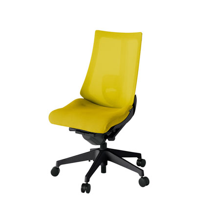 アクト2 KJ-450JV-T1U5 メッシュバック プレーン ランバーサポート ナイロンキャスター[ ベースカラー: T1 張地カラー: U5 / ストロングイエロー  ]