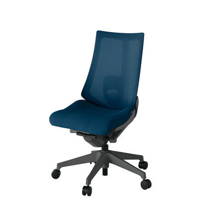 アクト2 KJ-450JV-W2B2 メッシュバック プレーン ランバーサポート ナイロンキャスター[ ベースカラー: W2 張地カラー: B2 / ネイビーブルー  ]