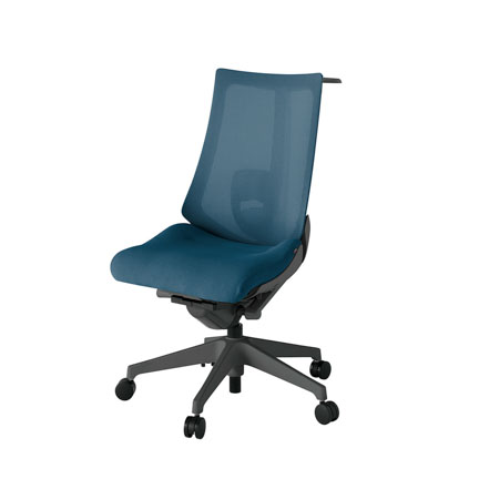 アクト2 KJ-450JVH-W2N3 メッシュバック プレーン ランバーサポート ハンガーナイロンキャスター[ ベースカラー: W2 張地カラー: N3 / ライトインディゴ  ]