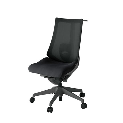 アクト2 KJ-450JVH-W2T1 メッシュバック プレーン ランバーサポート ハンガーナイロンキャスター[ ベースカラー: W2 張地カラー: T1 / ブラック  ]