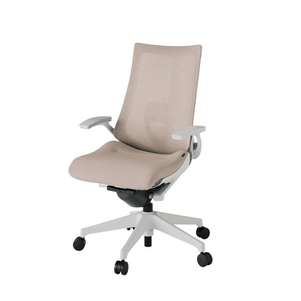 アクト2 KJ-455JE-GNF6 メッシュバック テクスチャード ランバーサポート 固定肘 ナイロンキャスター[ ベースカラー: GN 張地カラー: F6 / グレイッシュブラウン  ]