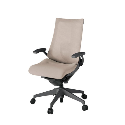 アクト2 KJ-455JE-W2F6 メッシュバック テクスチャード ランバーサポート 固定肘 ナイロンキャスター[ ベースカラー: W2 張地カラー: F6 / グレイッシュブラウン  ]