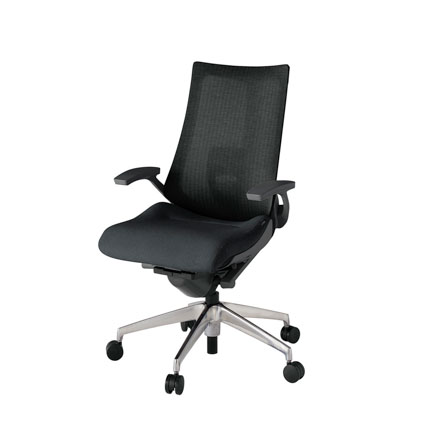 アクト2 KJ-455JE-ZDT1 メッシュバック テクスチャード ランバーサポート 固定肘 ナイロンキャスター[ ベースカラー: ZD 張地カラー: T1 / ブラック  ]