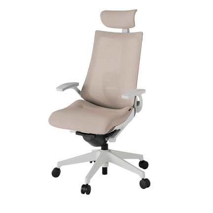 アクト2 KJ-455JEE-GNF6 メッシュバック テクスチャード ランバーサポート 固定肘 ヘッドサポート ( クロス ) ナイロンキャスター[ ベースカラー: GN 張地カラー: F6 / グレイッシュブラウン  ]