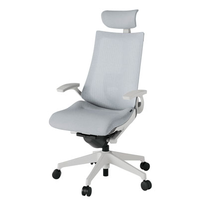 アクト2 KJ-455JEE-GNT7 メッシュバック テクスチャード ランバーサポート 固定肘 ヘッドサポート ( クロス ) ナイロンキャスター[ ベースカラー: GN 張地カラー: T7 / ホワイトグレー  ]