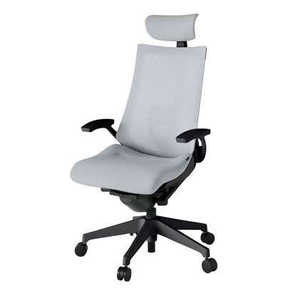 アクト2 KJ-455JEE-T1T7 メッシュバック テクスチャード ランバーサポート 固定肘 ヘッドサポート ( クロス ) ナイロンキャスター[ ベースカラー: T1 張地カラー: T7 / ホワイトグレー  ]