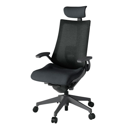 アクト2 KJ-455JEE-W2T1 メッシュバック テクスチャード ランバーサポート 固定肘 ヘッドサポート ( クロス ) ナイロンキャスター[ ベースカラー: W2 張地カラー: T1 / ブラック  ]