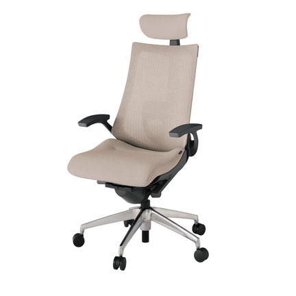 アクト2 KJ-455JEE-ZDF6 メッシュバック テクスチャード ランバーサポート 固定肘 ヘッドサポート ( クロス ) ナイロンキャスター[ ベースカラー: ZD 張地カラー: F6 / グレイッシュブラウン  ]