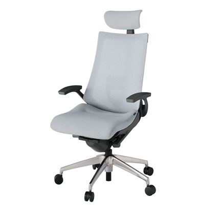 アクト2 KJ-455JEE-ZDT7 メッシュバック テクスチャード ランバーサポート 固定肘 ヘッドサポート ( クロス ) ナイロンキャスター[ ベースカラー: ZD 張地カラー: T7 / ホワイトグレー  ]