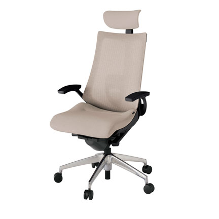 アクト2 KJ-455JEE-ZTF6 メッシュバック テクスチャード ランバーサポート 固定肘 ヘッドサポート ( クロス ) ナイロンキャスター[ ベースカラー: ZT 張地カラー: F6 / グレイッシュブラウン  ]