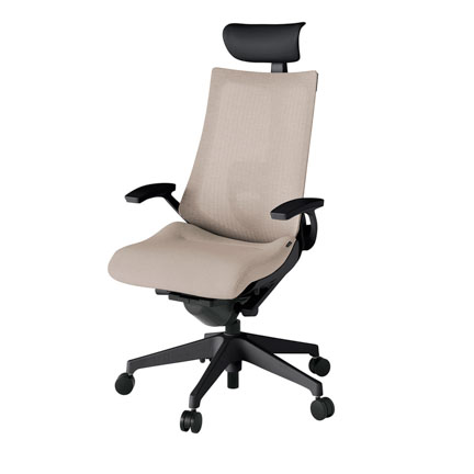アクト2 KJ-455JEF-T1F6 メッシュバック テクスチャード ランバーサポート 固定肘 ヘッドサポート ( ビニール ) ナイロンキャスター[ ベースカラー: T1 張地カラー: F6 / グレイッシュブラウン  ]