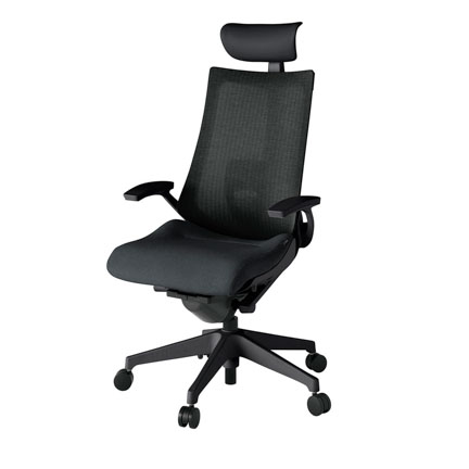 アクト2 KJ-455JEF-T1T1 メッシュバック テクスチャード ランバーサポート 固定肘 ヘッドサポート ( ビニール ) ナイロンキャスター[ ベースカラー: T1 張地カラー: T1 / ブラック  ]