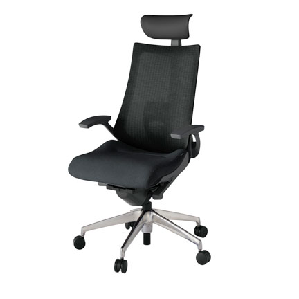 アクト2 KJ-455JEF-ZDT1 メッシュバック テクスチャード ランバーサポート 固定肘 ヘッドサポート ( ビニール ) ナイロンキャスター[ ベースカラー: ZD 張地カラー: T1 / ブラック  ]