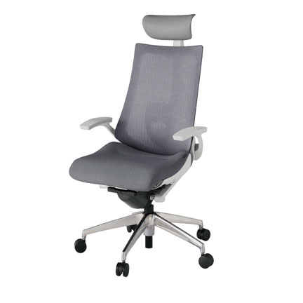 アクト2 KJ-455JEF-ZNT3 メッシュバック テクスチャード ランバーサポート 固定肘 ヘッドサポート ( ビニール ) ナイロンキャスター[ ベースカラー: ZN 張地カラー: T3 / ダークグレー  ]