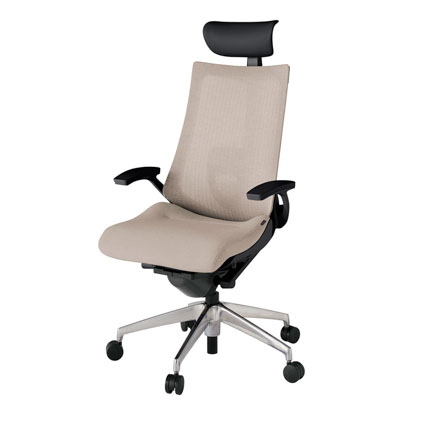 アクト2 KJ-455JEF-ZTF6 メッシュバック テクスチャード ランバーサポート 固定肘 ヘッドサポート ( ビニール ) ナイロンキャスター[ ベースカラー: ZT 張地カラー: F6 / グレイッシュブラウン  ]