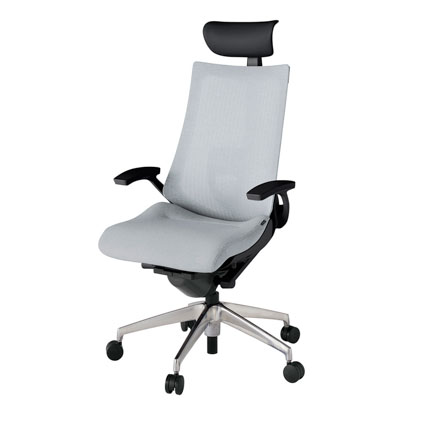 アクト2 KJ-455JEF-ZTT7 メッシュバック テクスチャード ランバーサポート 固定肘 ヘッドサポート ( ビニール ) ナイロンキャスター[ ベースカラー: ZT 張地カラー: T7 / ホワイトグレー  ]