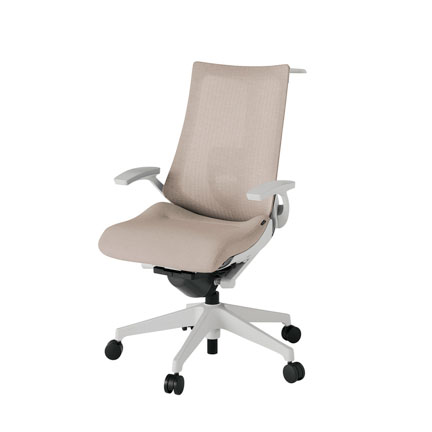 アクト2 KJ-455JEH-GNF6 メッシュバック テクスチャード ランバーサポート 固定肘 ハンガーナイロンキャスター[ ベースカラー: GN 張地カラー: F6 / グレイッシュブラウン  ]
