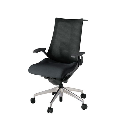 アクト2 KJ-455JEH-ZDT1 メッシュバック テクスチャード ランバーサポート 固定肘 ハンガーナイロンキャスター[ ベースカラー: ZD 張地カラー: T1 / ブラック  ]