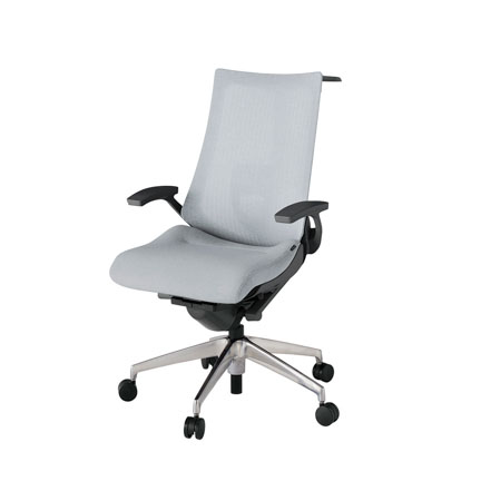 アクト2 KJ-455JEH-ZDT7 メッシュバック テクスチャード ランバーサポート 固定肘 ハンガーナイロンキャスター[ ベースカラー: ZD 張地カラー: T7 / ホワイトグレー  ]