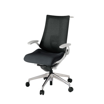 アクト2 KJ-455JEH-ZNT1 メッシュバック テクスチャード ランバーサポート 固定肘 ハンガーナイロンキャスター[ ベースカラー: ZN 張地カラー: T1 / ブラック  ]
