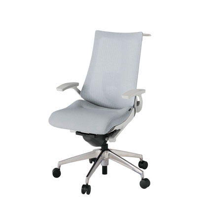 アクト2 KJ-455JEH-ZNT7 メッシュバック テクスチャード ランバーサポート 固定肘 ハンガーナイロンキャスター[ ベースカラー: ZN 張地カラー: T7 / ホワイトグレー  ]