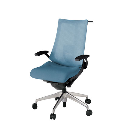 アクト2 KJ-455JEH-ZTB4 メッシュバック テクスチャード ランバーサポート 固定肘 ハンガーナイロンキャスター[ ベースカラー: ZT 張地カラー: B4 / ダックブルー  ]