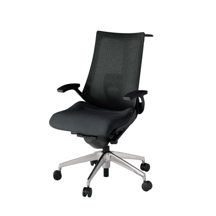 アクト2 KJ-455JEH-ZTT1 メッシュバック テクスチャード ランバーサポート 固定肘 ハンガーナイロンキャスター[ ベースカラー: ZT 張地カラー: T1 / ブラック  ]