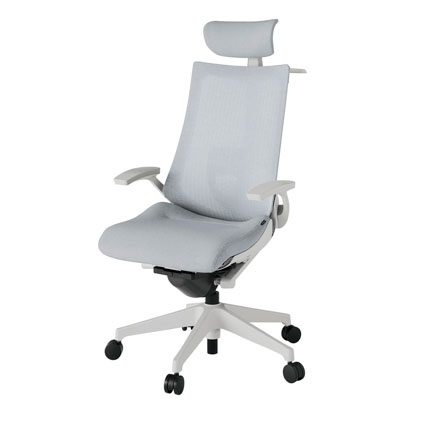 アクト2 KJ-455JEX-GNT7 メッシュバック テクスチャード ランバーサポート 固定肘 ヘッドサポート ( クロス ) ハンガー ナイロンキャスター[ ベースカラー: GN 張地カラー: T7 / ホワイトグレー  ]