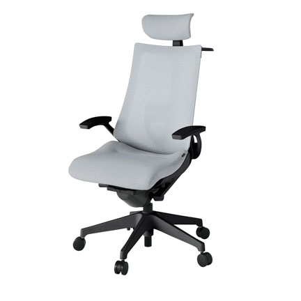 アクト2 KJ-455JEX-T1T7 メッシュバック テクスチャード ランバーサポート 固定肘 ヘッドサポート ( クロス ) ハンガー ナイロンキャスター[ ベースカラー: T1 張地カラー: T7 / ホワイトグレー  ]