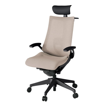 アクト2 KJ-455JEY-T1F6 メッシュバック テクスチャード ランバーサポート 固定肘 ヘッドサポート ( ビニール ) ハンガー ナイロンキャスター[ ベースカラー: T1 張地カラー: F6 / グレイッシュブラウン  ]