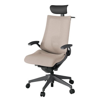 アクト2 KJ-455JEY-W2F6 メッシュバック テクスチャード ランバーサポート 固定肘 ヘッドサポート ( ビニール ) ハンガー ナイロンキャスター[ ベースカラー: W2 張地カラー: F6 / グレイッシュブラウン  ]