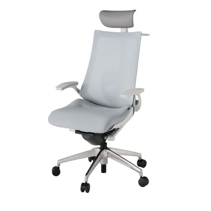 アクト2 KJ-455JEY-ZNT7 メッシュバック テクスチャード ランバーサポート 固定肘 ヘッドサポート ( ビニール ) ハンガー ナイロンキャスター[ ベースカラー: ZN 張地カラー: T7 / ホワイトグレー  ]