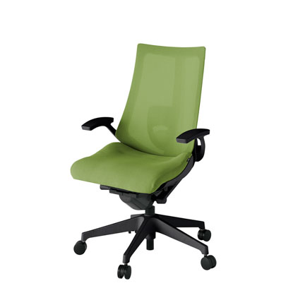 アクト2 KJ-455JV-T1Q7 メッシュバック プレーン ランバーサポート 固定肘 ナイロンキャスター[ ベースカラー: T1 張地カラー: Q7 / グラスグリーン  ]