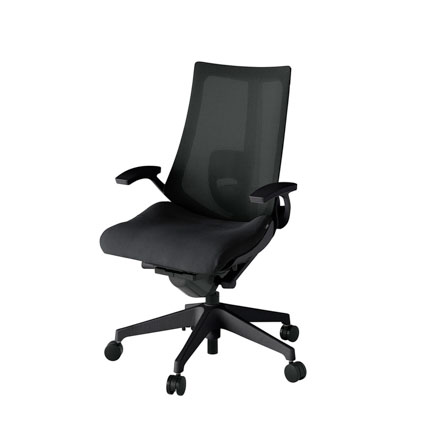 アクト2 KJ-455JV-T1T1 メッシュバック プレーン ランバーサポート 固定肘 ナイロンキャスター[ ベースカラー: T1 張地カラー: T1 / ブラック  ]