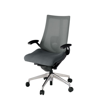 アクト2 KJ-455JV-ZTC3 メッシュバック プレーン ランバーサポート 固定肘 ナイロンキャスター[ ベースカラー: ZT 張地カラー: C3 / ダークグレー  ]