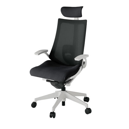 アクト2 KJ-455JVE-GNT1 メッシュバック プレーン ランバーサポート 固定肘 ヘッドサポート ( クロス ) ナイロンキャスター[ ベースカラー: GN 張地カラー: T1 / ブラック  ]