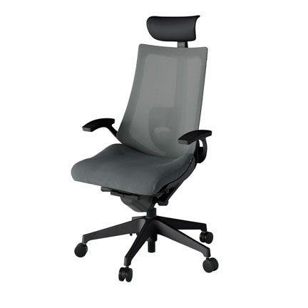 アクト2 KJ-455JVF-T1C3 メッシュバック プレーン ランバーサポート 固定肘 ヘッドサポート ( ビニール ) ナイロンキャスター[ ベースカラー: T1 張地カラー: C3 / ダークグレー  ]