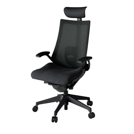 アクト2 KJ-455JVF-T1T1 メッシュバック プレーン ランバーサポート 固定肘 ヘッドサポート ( ビニール ) ナイロンキャスター[ ベースカラー: T1 張地カラー: T1 / ブラック  ]