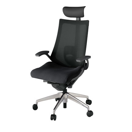 アクト2 KJ-455JVF-ZDT1 メッシュバック プレーン ランバーサポート 固定肘 ヘッドサポート ( ビニール ) ナイロンキャスター[ ベースカラー: ZD 張地カラー: T1 / ブラック  ]