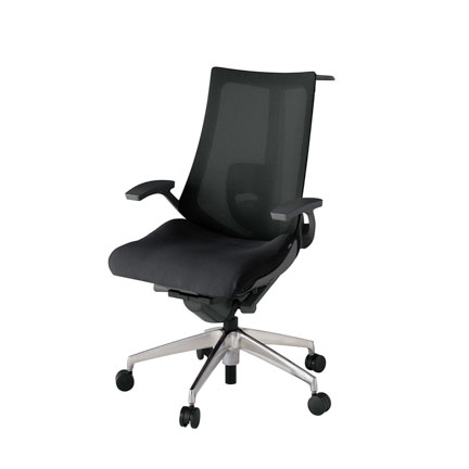 アクト2 KJ-455JVH-ZDT1 メッシュバック プレーン ランバーサポート 固定肘 ハンガーナイロンキャスター[ ベースカラー: ZD 張地カラー: T1 / ブラック  ]